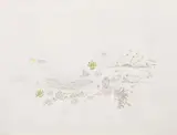 Gianfranco Baruchello, La grande vallata di Psyché, 1985, mixed media on paper