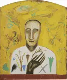Mimmo Paladino, Senza titolo (Notte di Pasqua), 1994, oil on canvas centinata