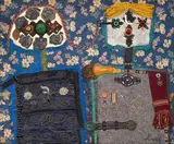Due personaggi by Enrico Baj, 1963, oil and collage on canvas, offered May 2015