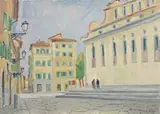 Piazza Santo Spirito by Rodolfo Marma, 1980, oil on canvas, offered Apr 2015