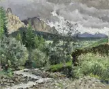 Giovanni Colacicchi, Paesaggio, oil on panel