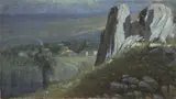 Nicola Ciletti, Rocce al chiaro di luna, 1923, oil on panel