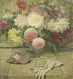 Vaso di fiori con guanti e cappello by Galileo Chini, oil on panel, offered Apr 2015