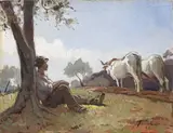 Il riposo by Cafiero Filippelli, oil on panel, offered Apr 2015