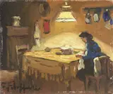 Interno by Cafiero Filippelli, oil on panel, offered Apr 2015