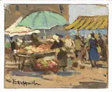 Mercato by Cafiero Filippelli, oil on panel, offered Apr 2015