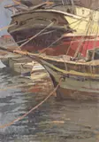 Barconi by Carlo Domenici, oil on faesite, offered Apr 2015