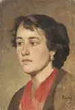Luigi Pastega, Ritratto di donna, oil on cardboard