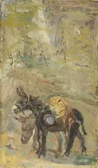 Giuseppe Raggio, Asini, oil on cardboard