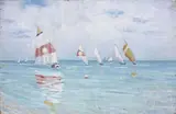 Francesco Paolo Michetti, Marina, oil on canvas applicata on panel