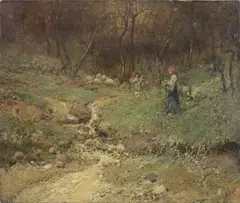 Paesaggio con contadine by Teofilo Patini, oil on canvas, offered Apr 2015