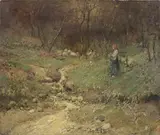 Teofilo Patini, Paesaggio con contadine, oil on canvas