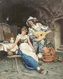 Egisto Sarri, Menestrello, oil on canvas