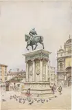 Campo Santi Giovanni e Paolo, Venezia by Rafael Senet y Perez, watercolour on paper applicata on cardboard, offered Apr 2015