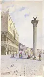 Alberto Prosdocimi, Due «Vedute di Venezia», watercolour on paper applicata on cardboard