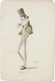 Telemaco Signorini, Caricatura di Fagiolino, inchiostro and watercolour on paper
