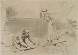Louis Adan, L'attraversamento, charcoal on paper