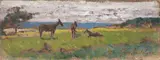 Cavalli al pascolo by Giovanni Bartolena, oil on cardboard, offered Apr 2015