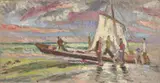 Pescatori by Ulvi Liegi, oil on cardboard, offered Apr 2015