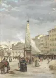 Piazza Santa Maria Novella by Ruggero Panerai, 1883, oil on canvas, offered Apr 2015