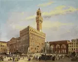 Carlo Canella, Veduta di Piazza della Signoria, oil on canvas