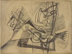 Composizione by Afro Basaldella, fusain on paper applicata on canvas, offered Nov 2014