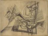 Afro Basaldella, Composizione, fusain on paper applicata on canvas