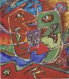 André Masson, Les grandes larves, 1942, tempera on cardboard