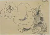 Pablo Picasso, Femme nue et guerrier, 1969, inchiostro on card