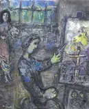 Marc Chagall, Interno blu (Autoritratto), 1969, gouache on paper