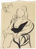 Figura femminile seduta by Giulio Turcato, ink on paper, offered Nov 2014