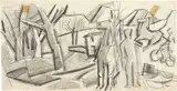 Paesaggio con figura e cavalli by Mario Sironi, pencil on paper, offered Nov 2014