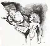 Donna con uomo che dorme by Renato Guttuso, 1973, ink on paper, offered Nov 2014