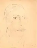 Filippo de Pisis, Ritratto maschile, 1941, pencil on paper applicata on card