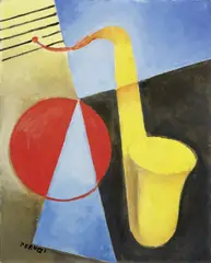 Sax Ritmi by Osvaldo Peruzzi, 1995, oil on cardboard, offered Nov 2014