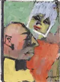 Conversazione by Mino Maccari, oil on lastra di metallo, offered Nov 2014