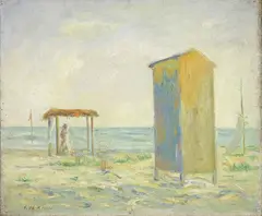 Francesco De Rocchi, La spiaggia dei poveri - Vittoria Apuana, 1947, oil on canvas