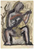 Suonatore di mandolino by Mario Sironi, tempera on paper, offered Nov 2014