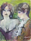 Figure by Mino Maccari, oil on canvas board, offered Nov 2014