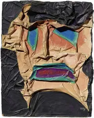 Maurice Henry, Témoin, 1962, rilievo in paper applicata on cardboard