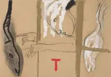 Mimmo Paladino, Senza titolo, 1985, mixed media on cardboard