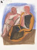 Sandro Chia, Senza titolo, mixed media on paper applicata on cardboard