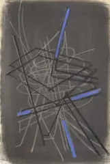 Nicolas de Staël, Composizione, 1945, charcoal and pastelli on paper applicata on card