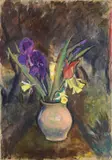 Elisabeth Chaplin, Vaso di fiori, oil on cardboard
