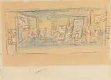 Moses Levy, Al cinema, 1952, mixed media on paper