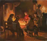 Al focolare by Cafiero Filippelli, oil on panel, offered Nov 2014