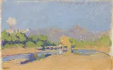 Edoardo Gordigiani, Paesaggio, oil on cardboard