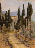 Emanuele Costa, Settignano, oil on panel