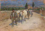 Ritorno dal mercato by Luigi Gioli, oil on cardboard, offered Nov 2014