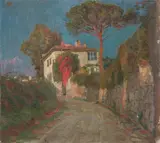 Paesaggio con villa e alberi by Ruggero Panerai, oil on canvas applicata on cardboard, offered Nov 2014